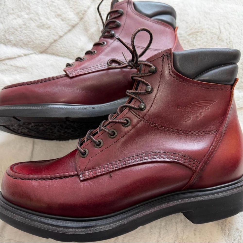 NEW! $255 Red Wing Shoe 202 SuperSole 6” Men's Burgundy Moc Toe Work Boots 10 - Picture 4 of 8
